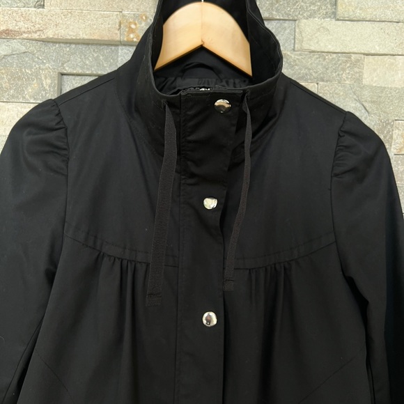 H&M Black Parka Jacket Coat Pockets Zipper Buttons 4 - Picture 5 of 12